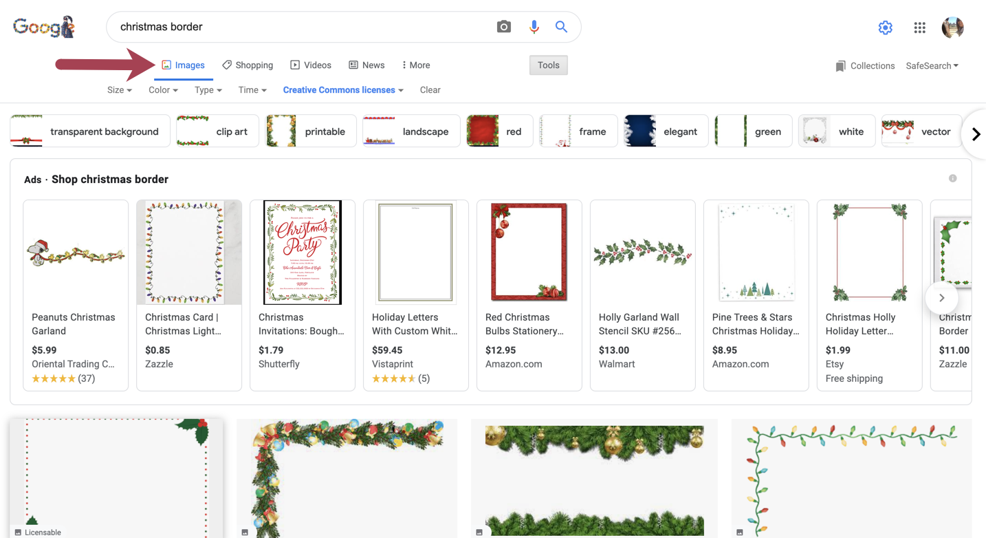 screenshot-of-search-engine-results-page-for-christmas-border-in-Google