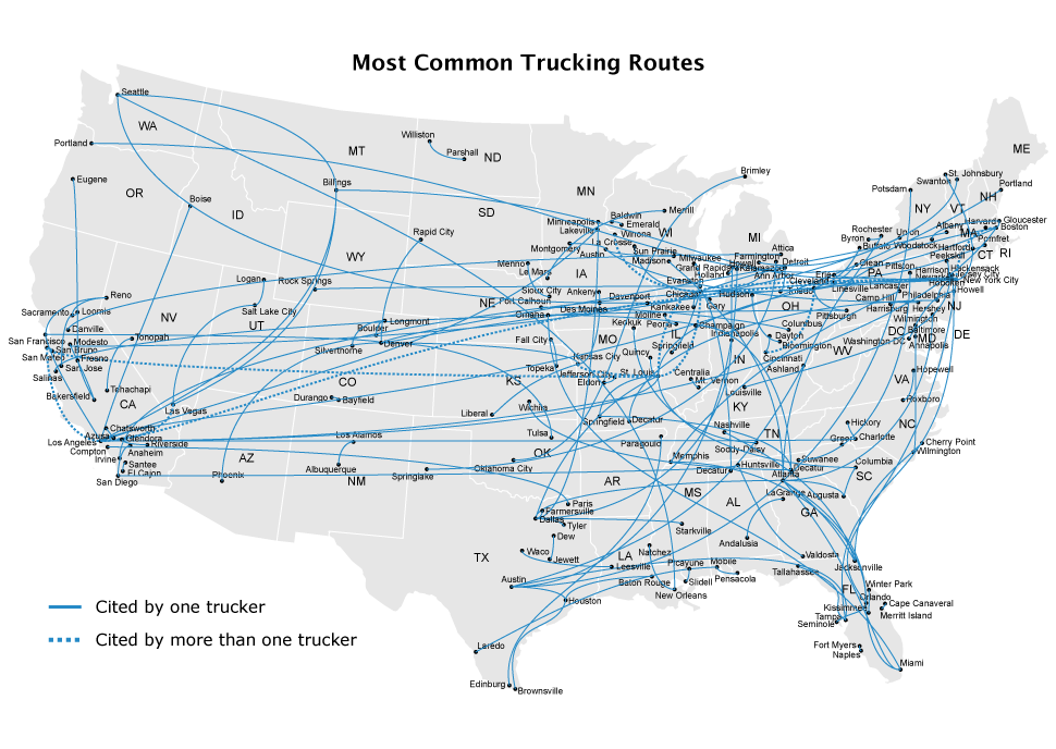 road maps for truckers The Most Loved And Hated U S Trucking Routes road maps for truckers