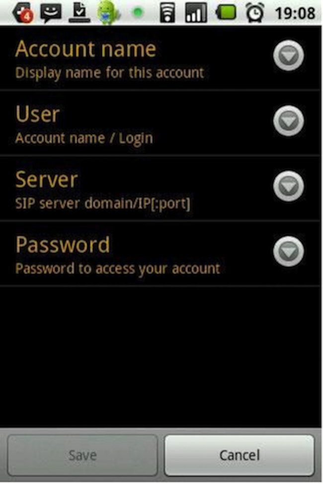 CSipSimple’s user interface