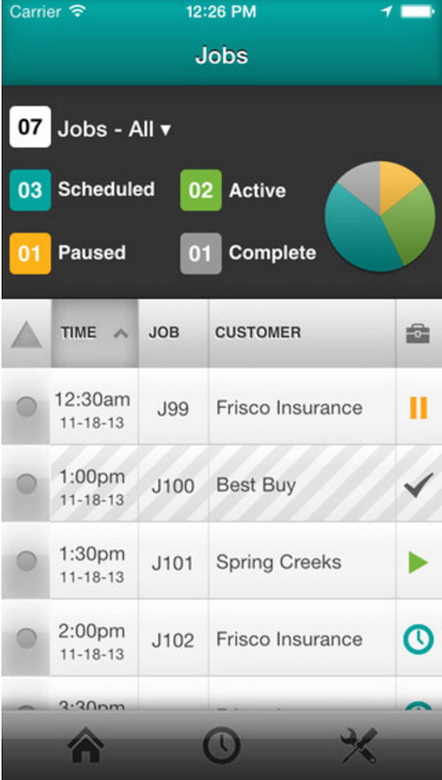 Screenshot-of-job-schedule-and-status-on-Fieldware-app-for-iOS