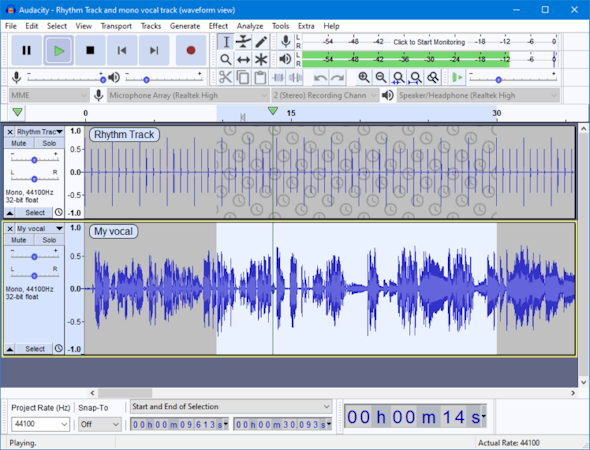 Audacity waveform view