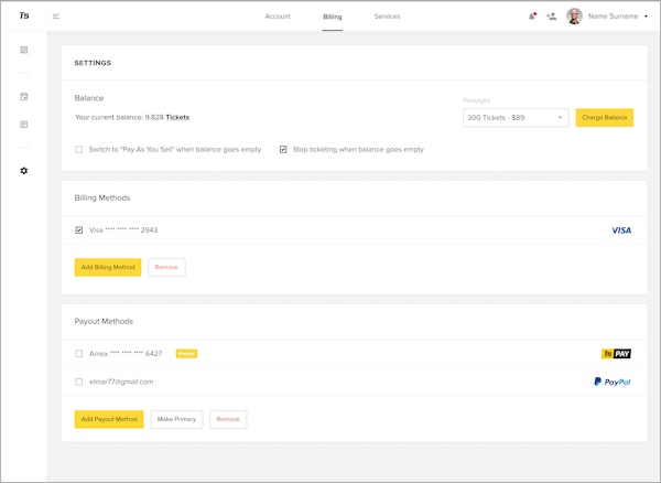 Ticketsetup billing screenshot