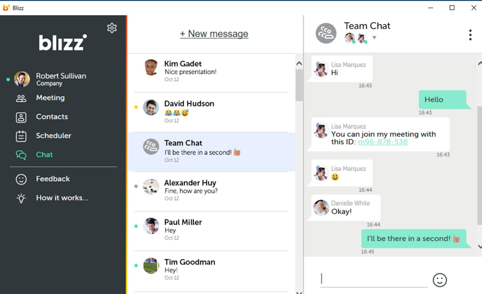 Blizz Collaboration Companion team chat screenshot