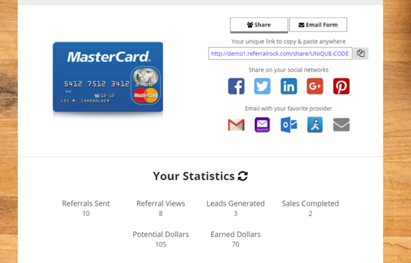 Referral Rock lead statistics screenshot