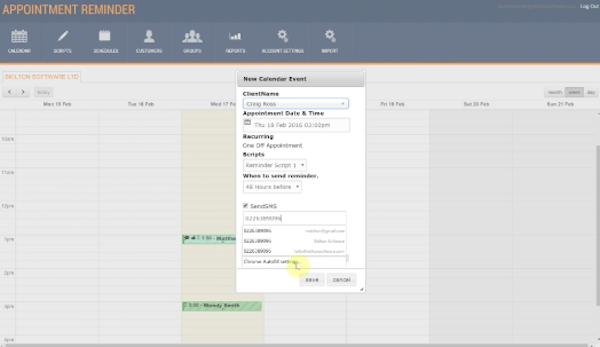 Appointment Reminder new calendar event