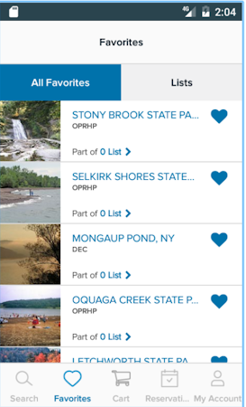 Bookmark favorite campgrounds