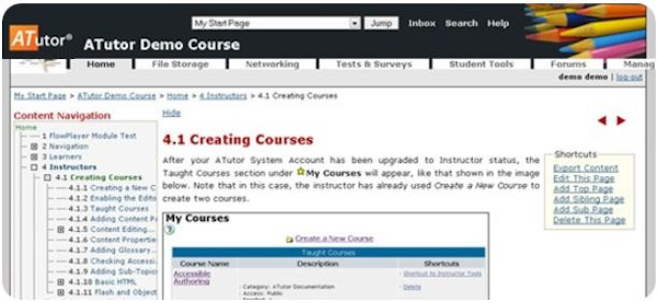 ATutor course creation