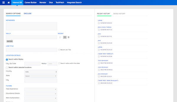 Search options