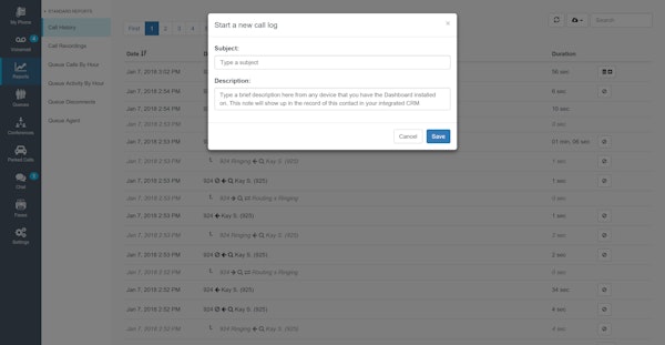 Start a new call log