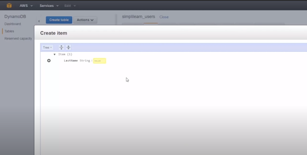 Amazon DynamoDB item creation