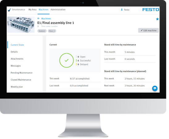 Smartenance machine status tracking