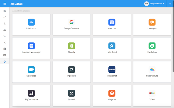 CloudTalk integrations screenshot