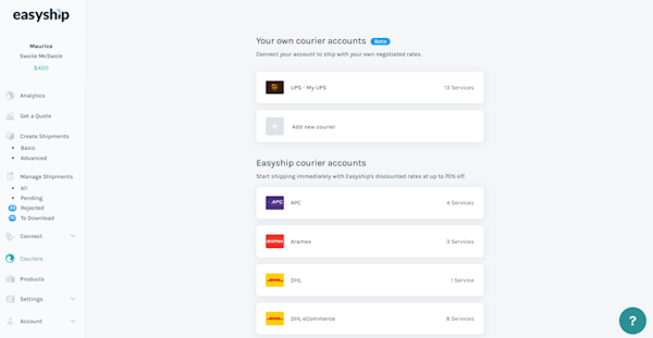 Easyship courier integrations