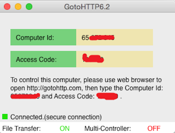 GotoHTTP's UI on Mac
