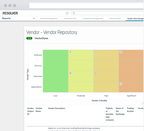 Vendor Risk Management Software vendor repository screenshot
