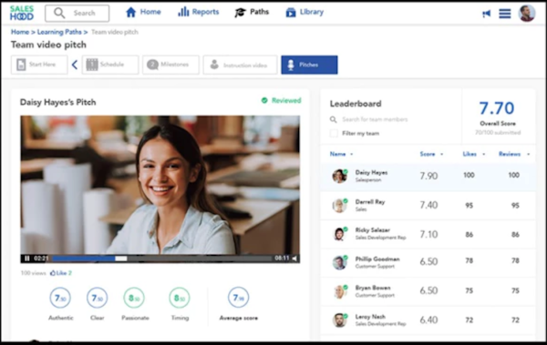 SalesHood peer learning & coaching screenshot