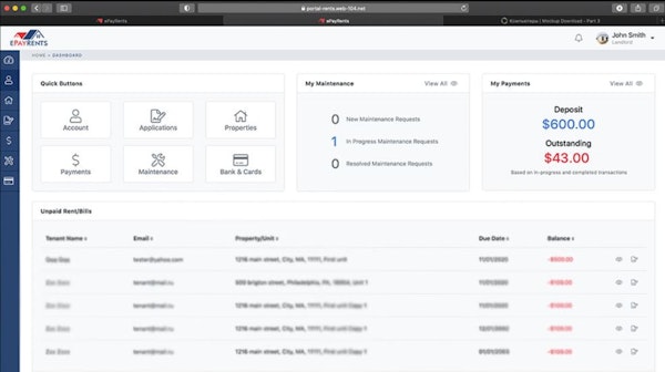 ePayRents dashboard