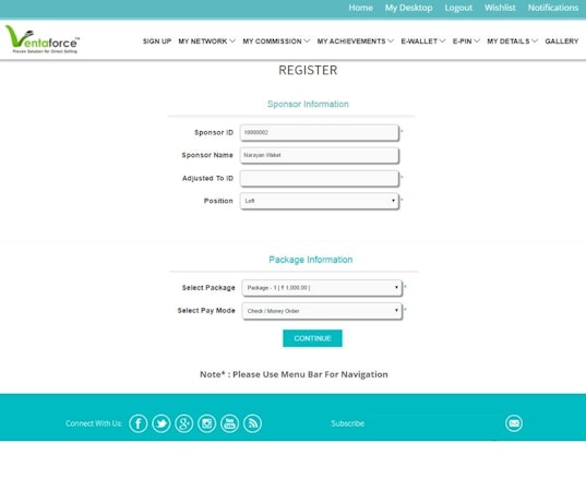Ventaforce registration