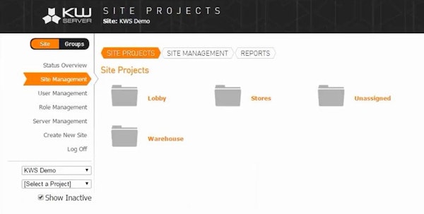 KioCloud site management view
