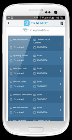 Traliant course tracking