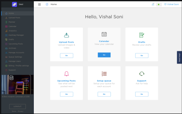 Sked Social dashboard