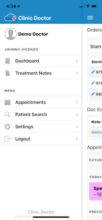 ClinicDr navigation menu