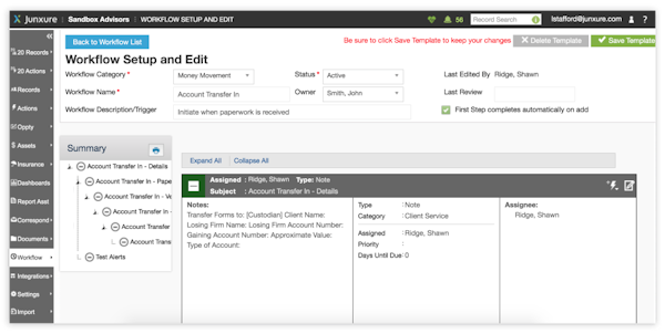 Junxure Workflows