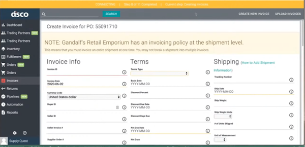 Dsco invoices
