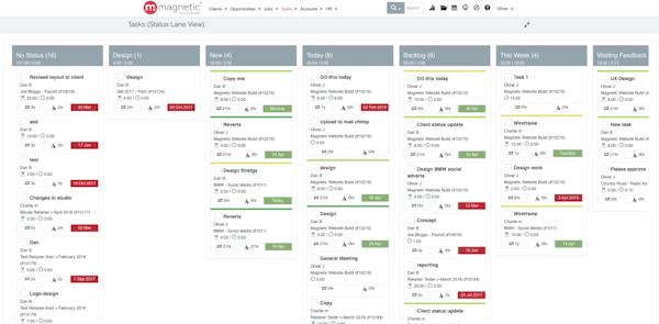 Magnetic task status tracking