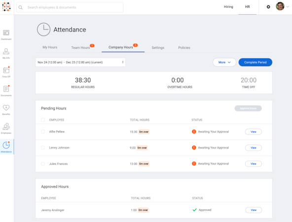 SimplyHired HRIS - attendance