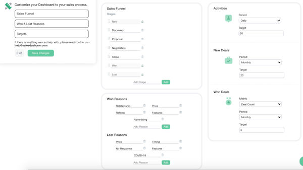 Salesdash CRM Data Field Customization