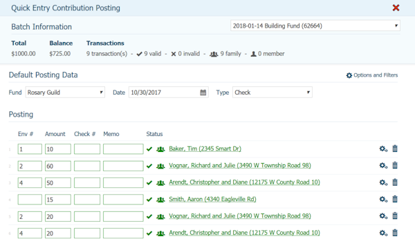 ParishSOFT batch information