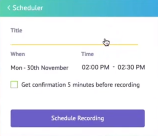 Vmaker scheduled recording