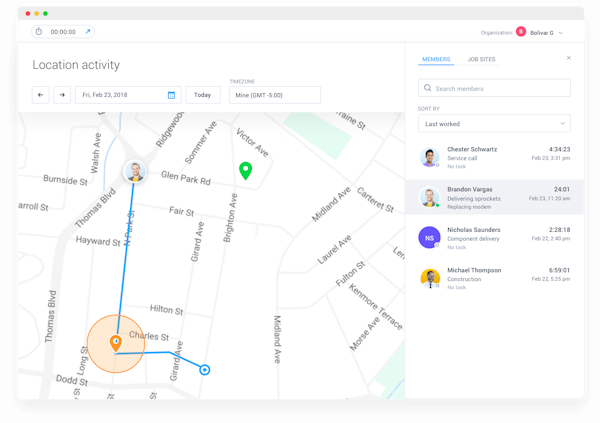 Hubstaff location tracking screenshot