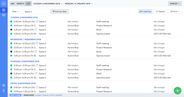 Skedda lists screenshot