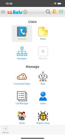 zzBots managing lists screenshot