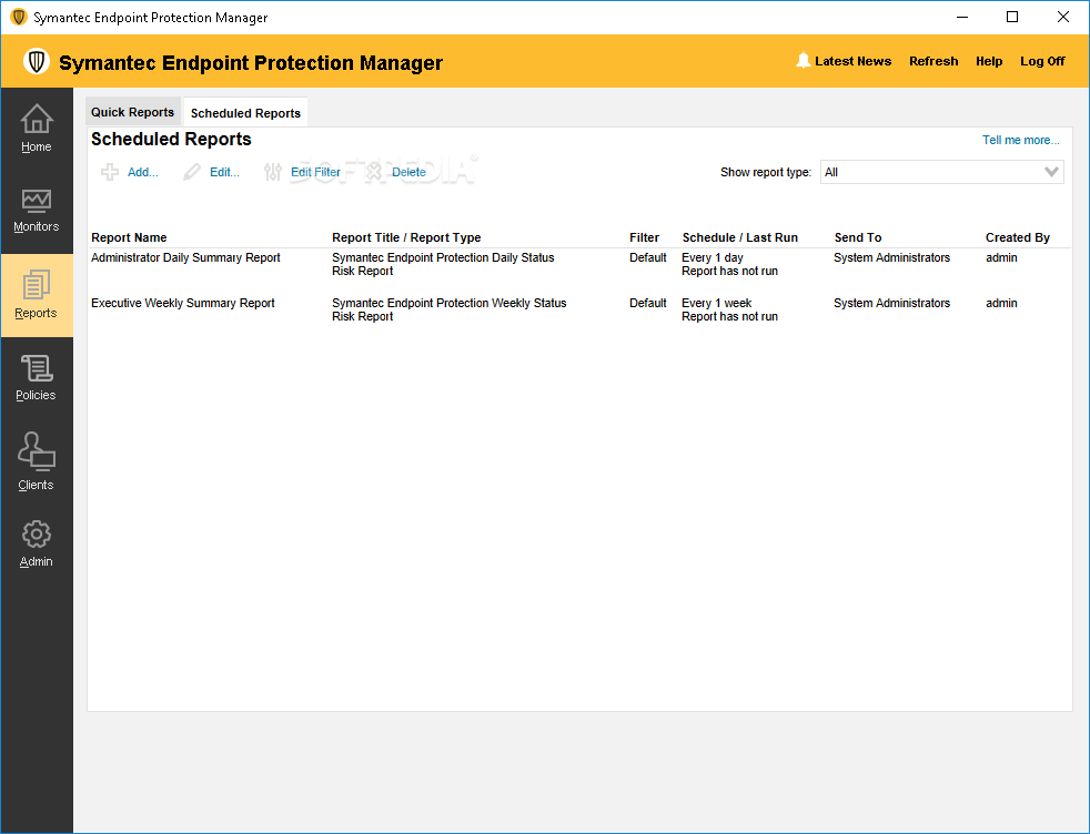 symantec endpoint protection 14 management database size