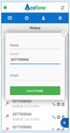 Acefone contact saving
