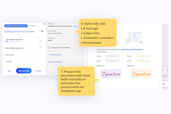 SignRequest functionalities