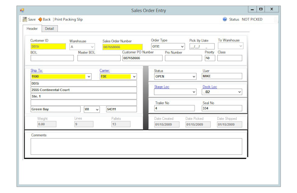 Sales Order Entry