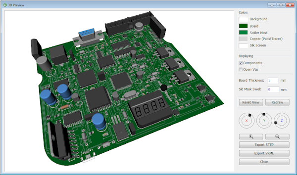 DipTrace viewing 3D model