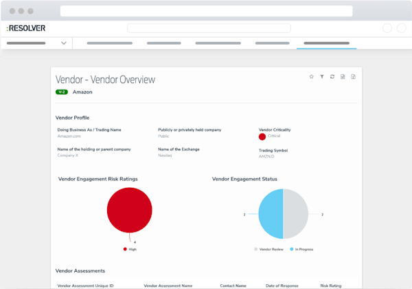 Vendor Risk Management Software vendor overview screenshot