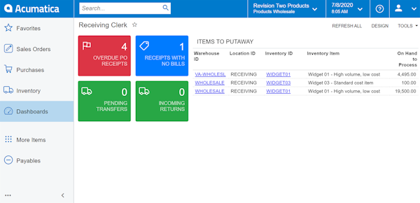 Receiving Clerk Dashboard