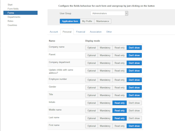 My Member Software application forms screenshot
