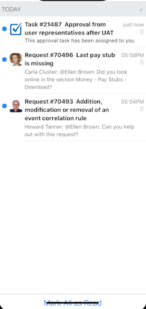 4me mobile notifications