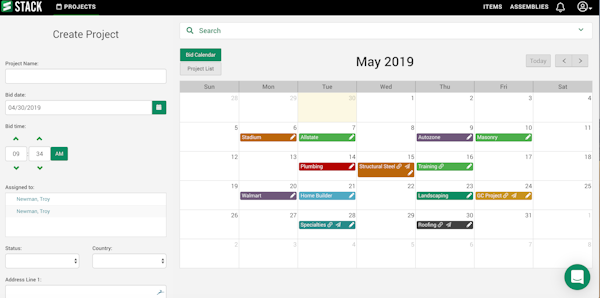Bid calendar