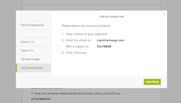 HelloSign create signature