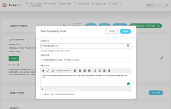 Floranext email proposals screenshot