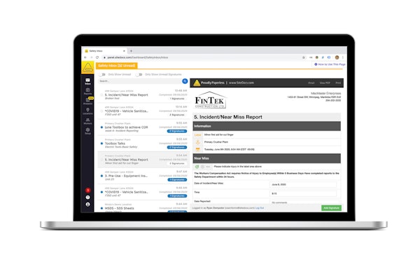 SiteDocs Safety Inbox