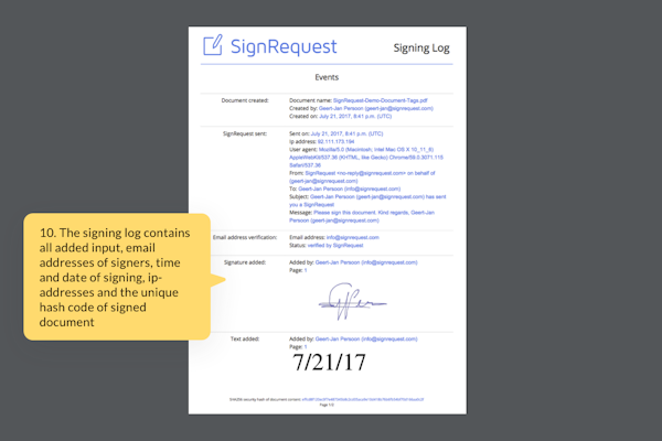 SignRequest signing log